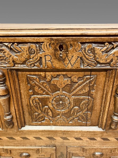 CHARLES II CARVED OAK MULE CHEST - ADDITIONAL PHOTO 5