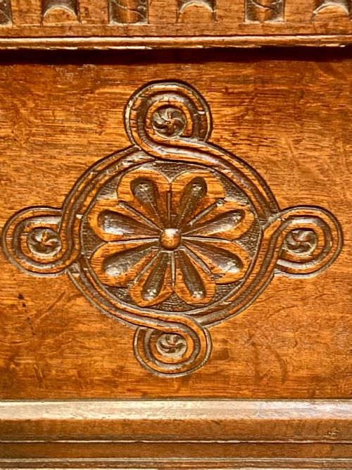 CHARLES I CARVED OAK COFFER - ADDITIONAL PHOTO 1