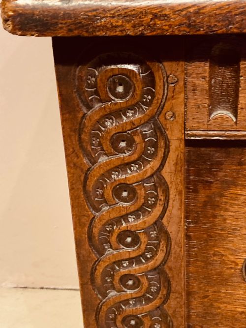 CHARLES I CARVED OAK COFFER - ADDITIONAL PHOTO 2