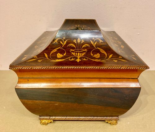 ANTIQUE ROSEWOOD AND MARQUETRY JEWELLERY OR SEWING BOX - ADDITIONAL PHOTO 2