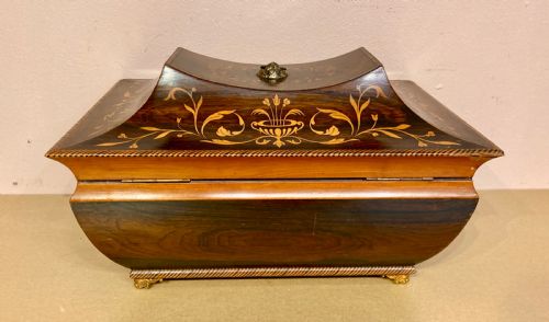 ANTIQUE ROSEWOOD AND MARQUETRY JEWELLERY OR SEWING BOX - ADDITIONAL PHOTO 3