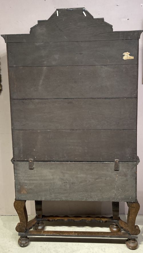 SMALL ANTIQUE BURR WALNUT CABINET ON STAND - ADDITIONAL PHOTO 6