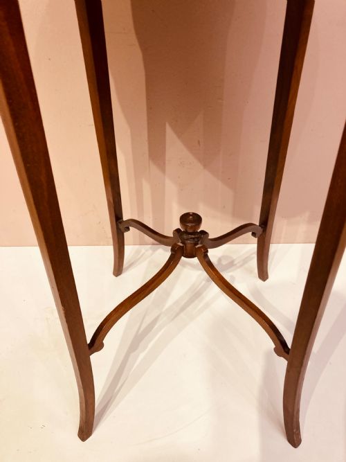 ANTIQUE CIRCULAR INLAID MAHOGANY LAMP TABLE - ADDITIONAL PHOTO 1