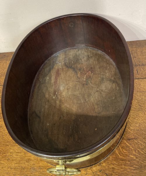 GEO III OVAL MAHOGANY BRASS BOUND PLANTER - ADDITIONAL PHOTO 3