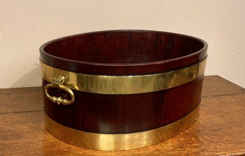 GEO III OVAL MAHOGANY BRASS BOUND PLANTER - ADDITIONAL PHOTO 5