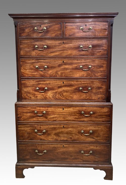 georgian mahogany chest on chest - CATEGORY: ANTIQUE CHEST OF DRAWERS - DATED GEORGIAN