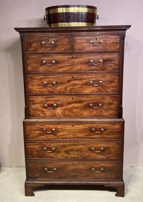 GEORGIAN MAHOGANY CHEST ON CHEST - ADDITIONAL PHOTO 4