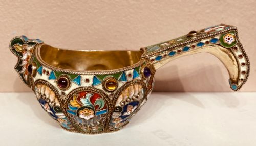 russian silver gilt and enamel kovsch - CATEGORY: ANTIQUE SILVER - DATED 1910