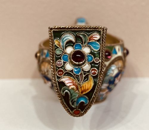 RUSSIAN SILVER GILT AND ENAMEL KOVSCH - ADDITIONAL PHOTO 2