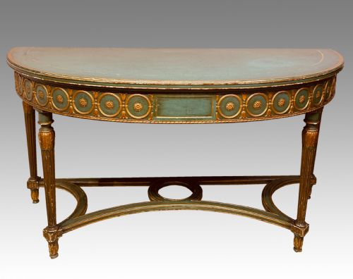 ANTIQUE PAINTED AND PARCEL GILT DEMILUNE CONSOLE TABLE - ADDITIONAL PHOTO 3