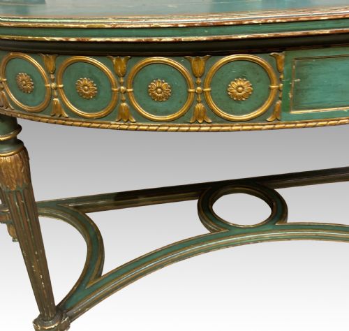 ANTIQUE PAINTED AND PARCEL GILT DEMILUNE CONSOLE TABLE - ADDITIONAL PHOTO 7
