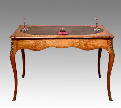 VICTORIAN BURR WALNUT WRITING TABLE - ADDITIONAL PHOTO 7