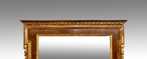 LARGE 19TH CENTURY MAHOGANY AND CARVED GILTWOOD WALL MIRROR - ADDITIONAL PHOTO 5