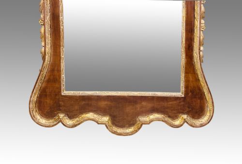 LARGE 19TH CENTURY MAHOGANY AND CARVED GILTWOOD WALL MIRROR - ADDITIONAL PHOTO 7