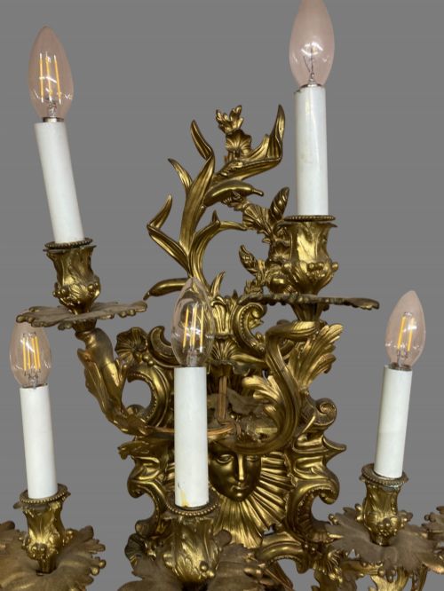 LARGE 7 BRANCH GILDED WALL LIGHT - ADDITIONAL PHOTO 1
