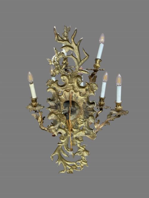 LARGE 7 BRANCH GILDED WALL LIGHT - ADDITIONAL PHOTO 4