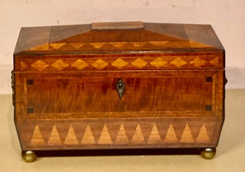 REGENCY INLAID MAHOGANY TEA CADDY - ADDITIONAL PHOTO 9