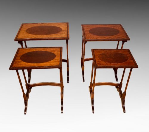 NEST OF FOUR INLAID MAHOGANY TABLES - ADDITIONAL PHOTO 1