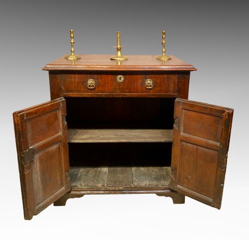 EARLY WALNUT TWO DOOR CUPBOARD - ADDITIONAL PHOTO 2