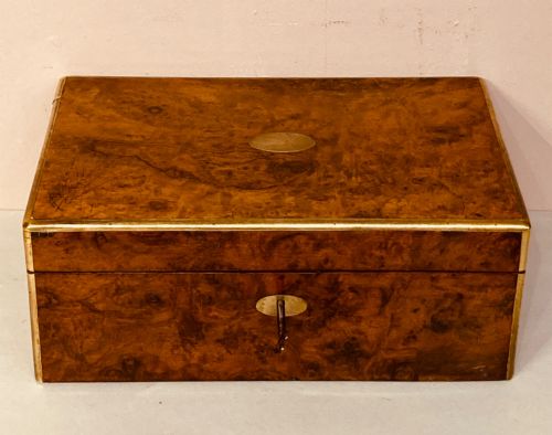 Late Georgian burr walnut writing slope.