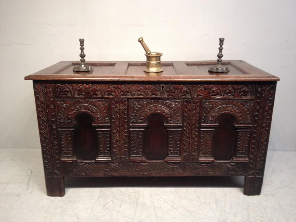 Charles II oak coffer.
