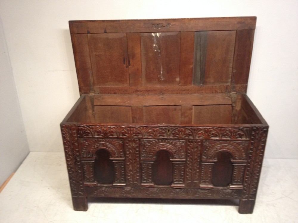 Charles II oak coffer. View IV