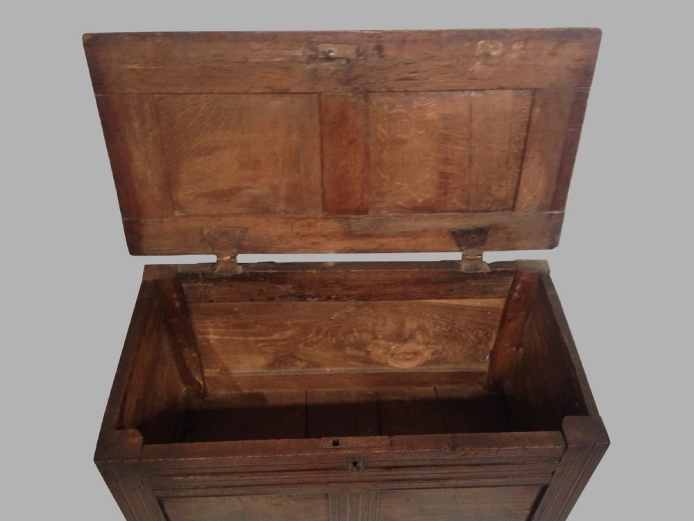 Small Charles II Welsh oak coffer. View II
