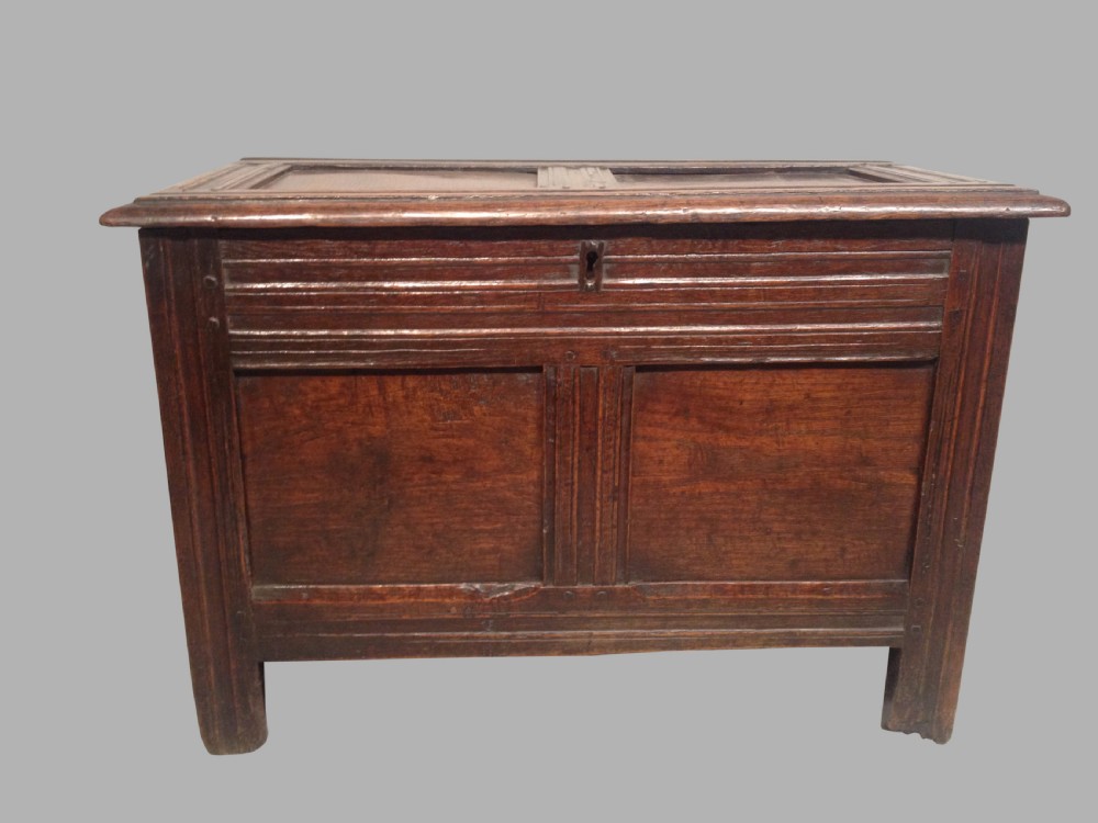 Small Charles II Welsh oak coffer. View III
