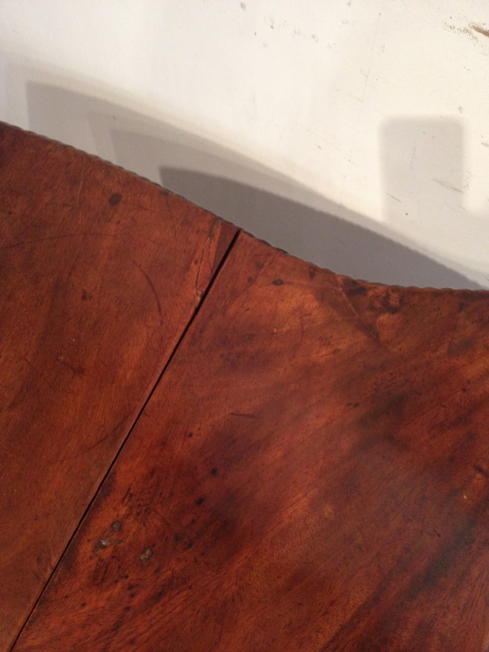 Georgian serpentine mahogany pembroke table. View V