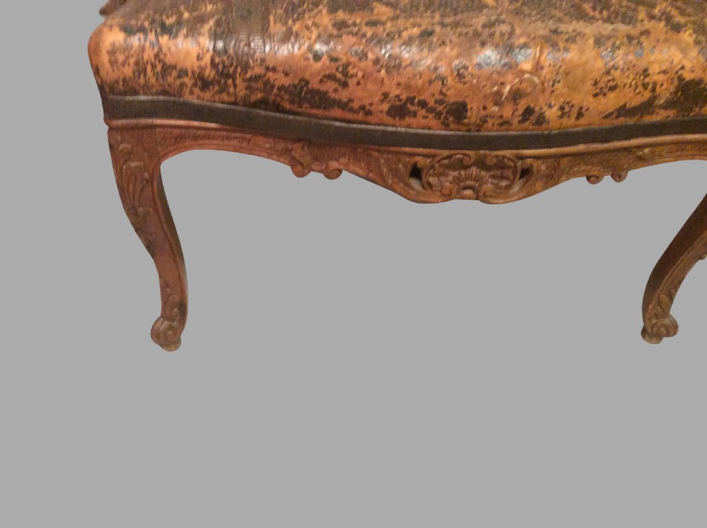Pair of French oak cabriole leg library chairs. View III