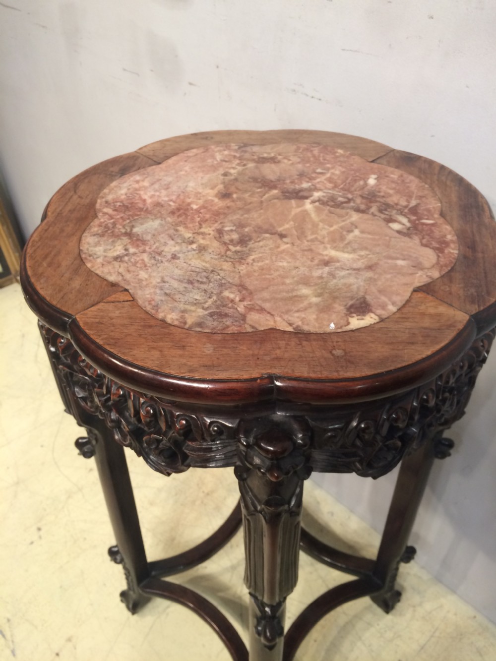 Antique Chinese carved hardwood stand. View III