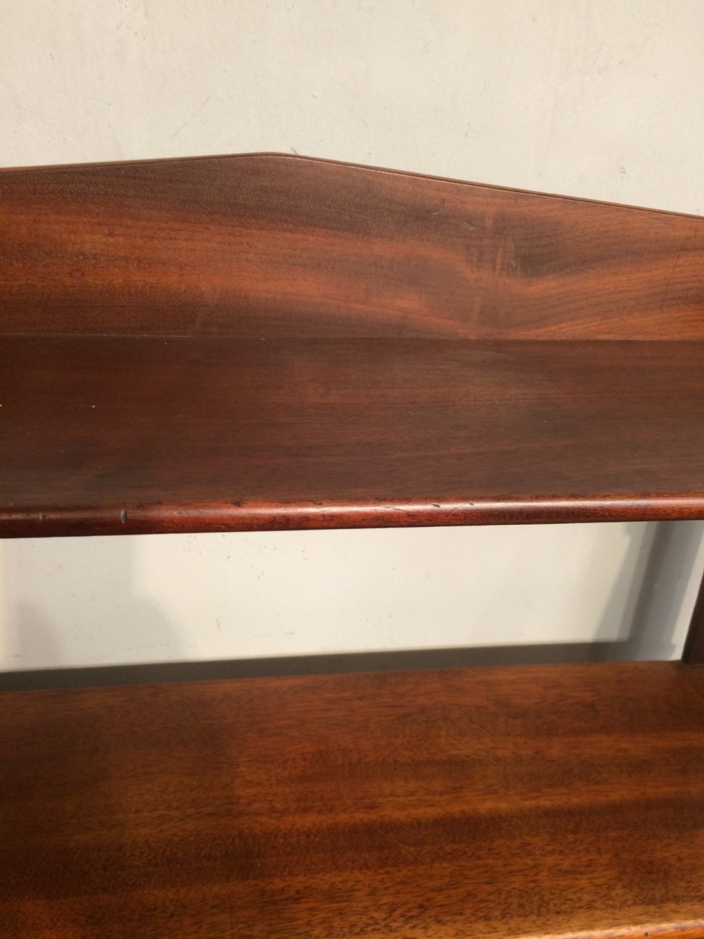 Set of Regency mahogany hanging shelves. View V