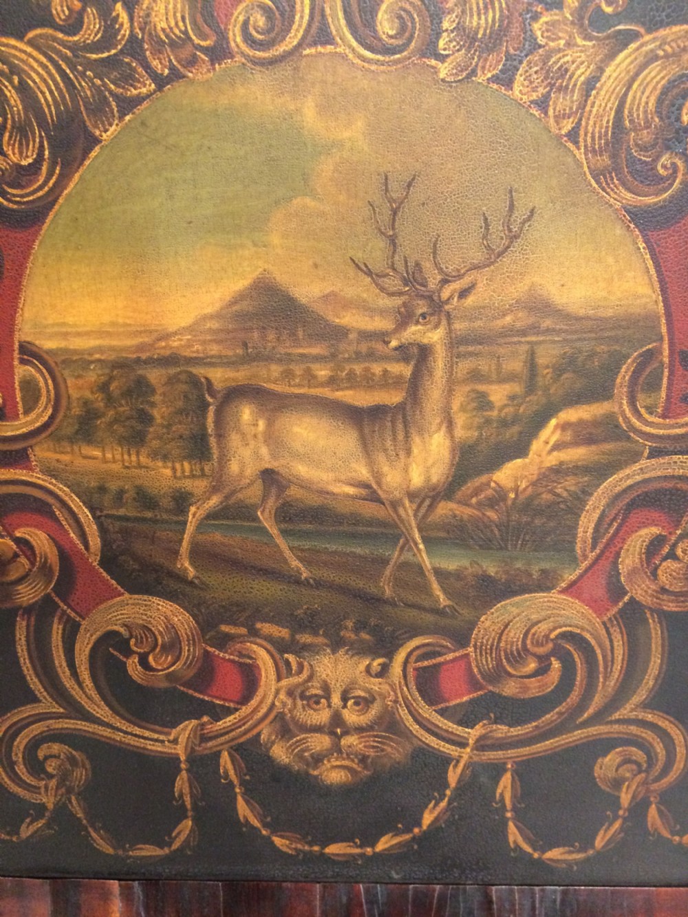 19th century oil on board of  a Scottish family crest. View II