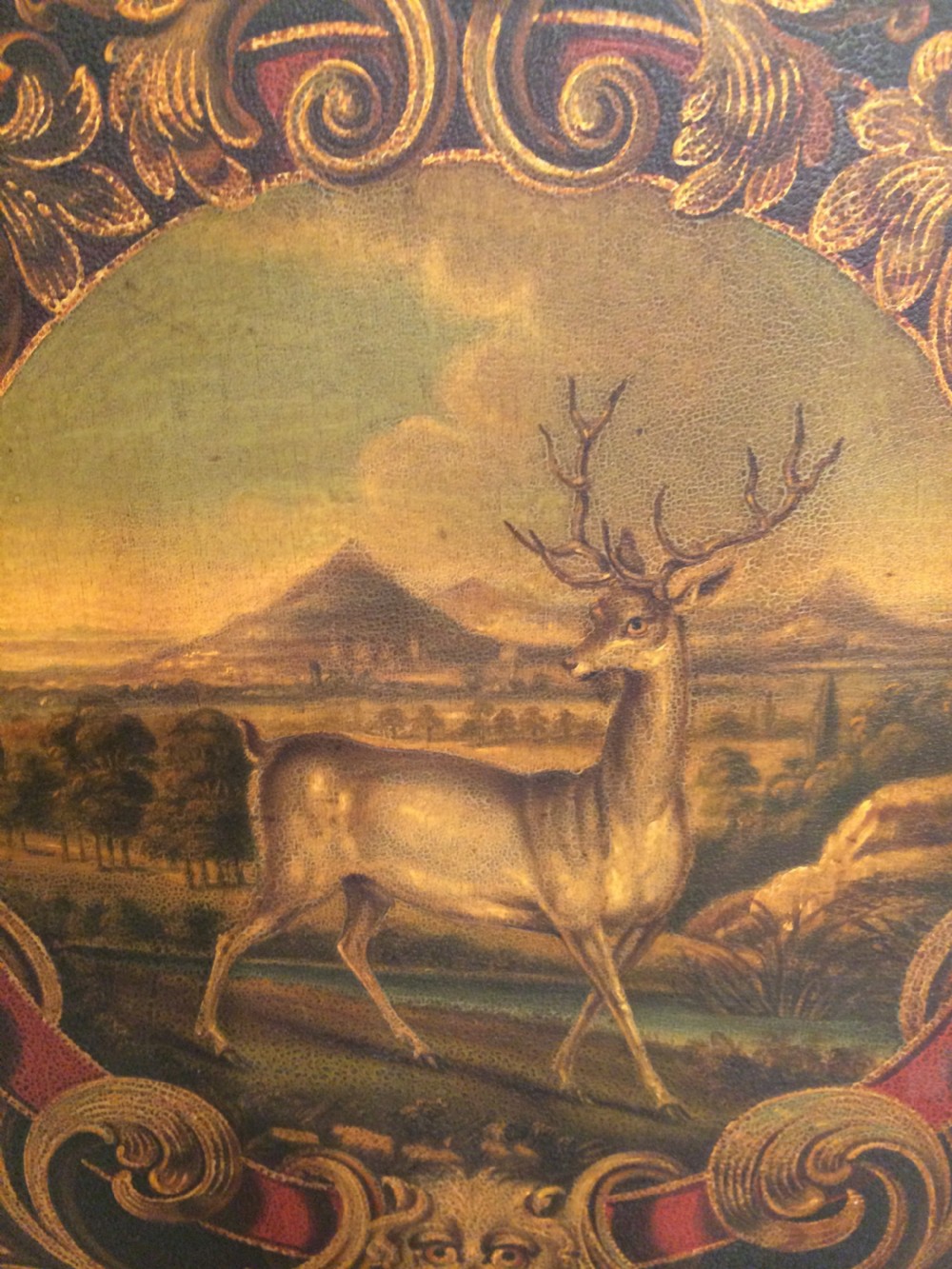 19th century oil on board of  a Scottish family crest. View III