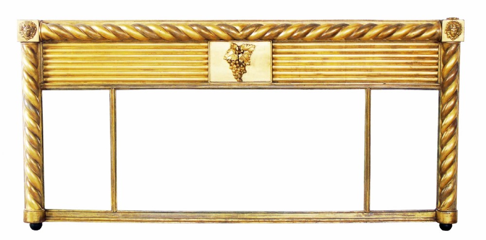 Regency antique carved giltwood overmantel mirror,