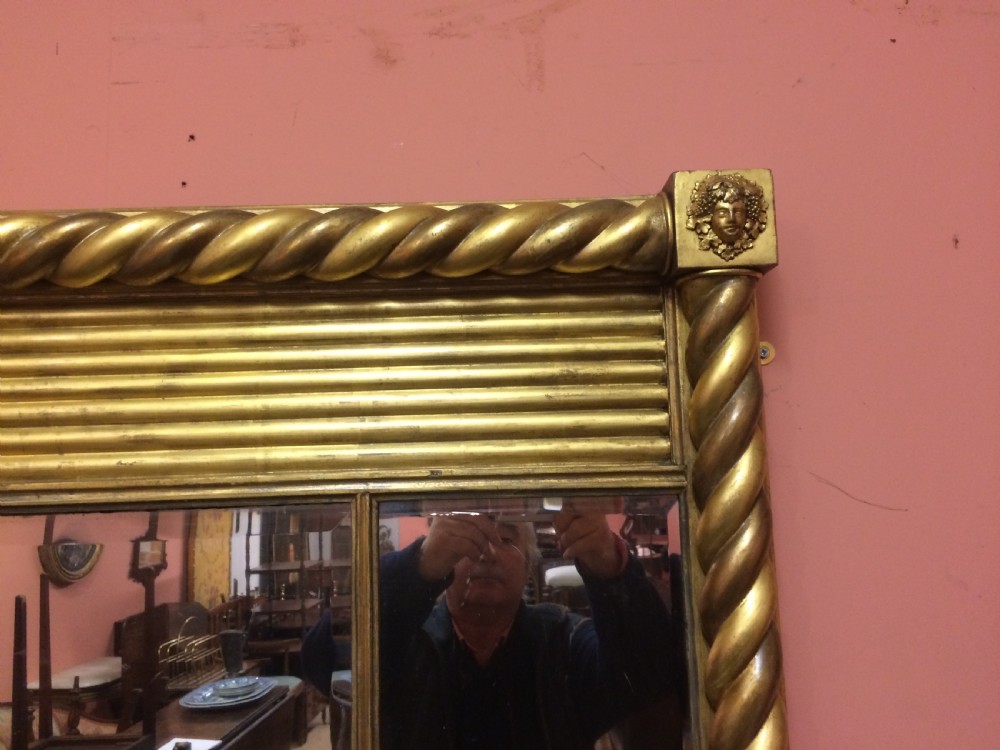 Regency antique carved giltwood overmantel mirror, View IV