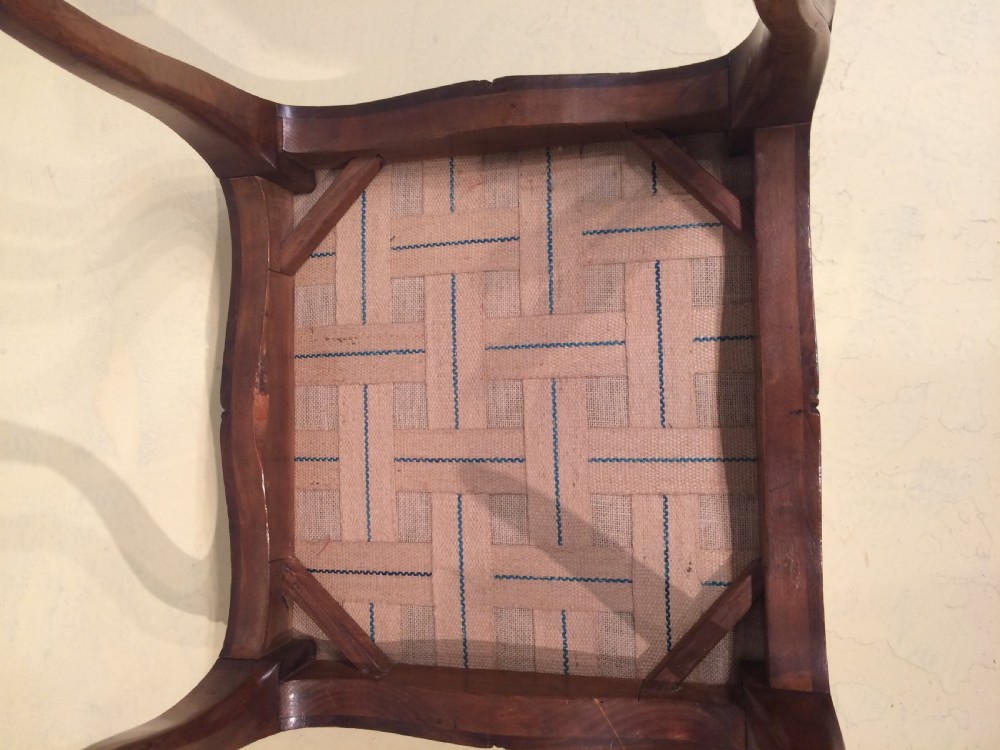 Victorian walnut cabriole leg stool. View IV