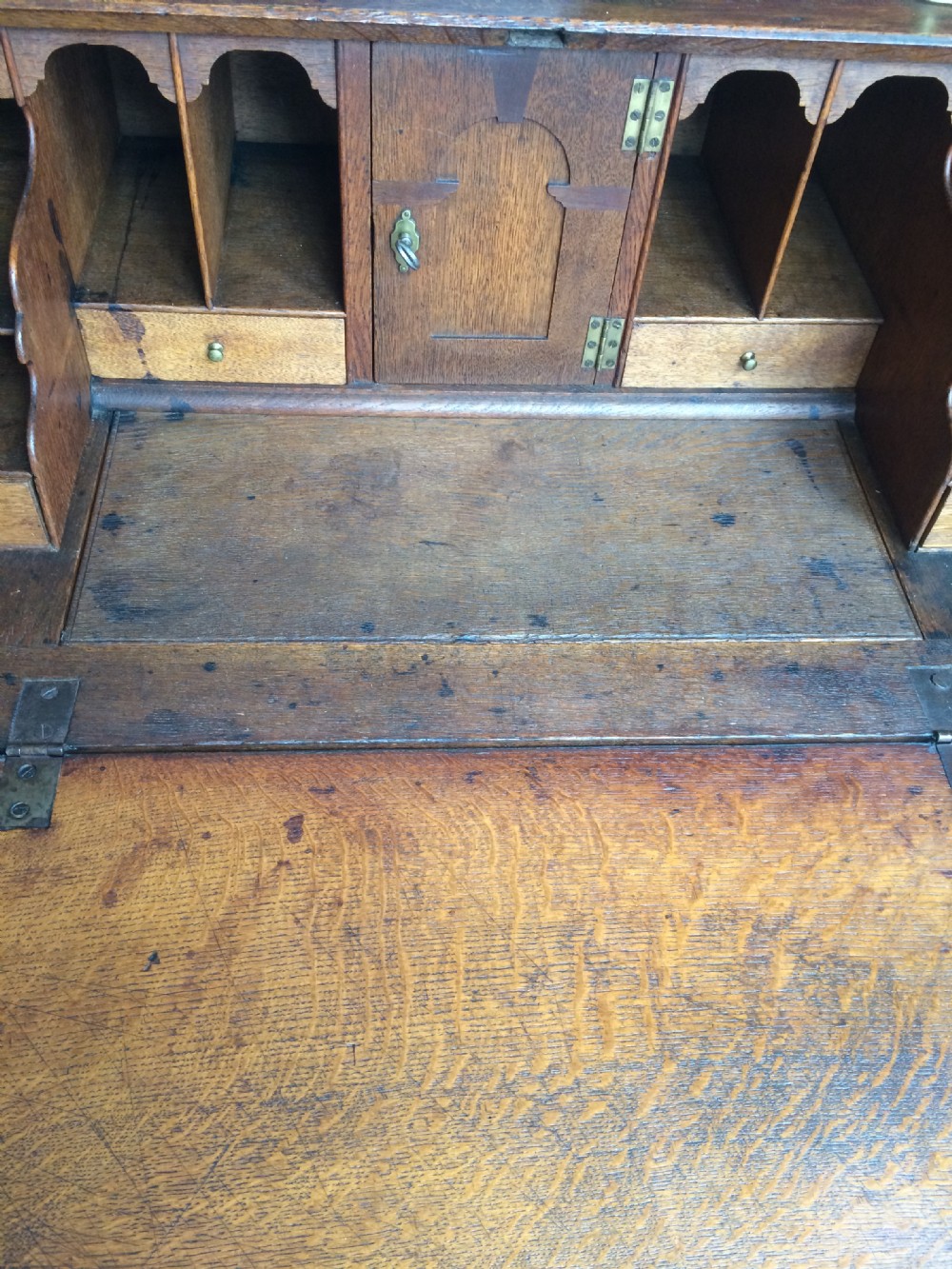 Small early Georgian oak bureau.  View VII