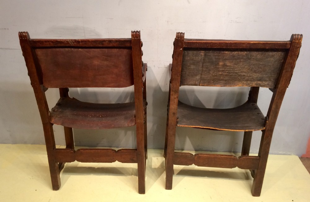 A near pair of  18th century Spanish walnut armchairs. View IV