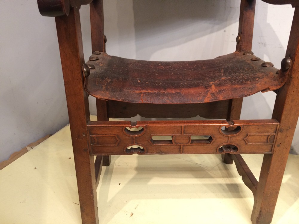 A near pair of  18th century Spanish walnut armchairs. View VIII