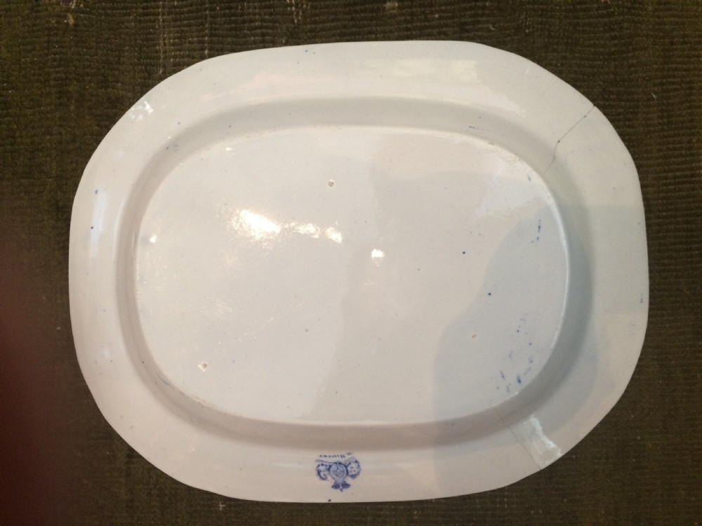 A set of seven  decorative 19th century  blue and white transferware platters.  View VI
