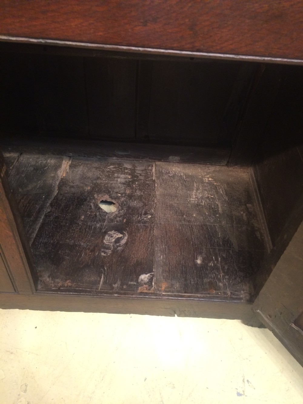 Small 18th century Welsh oak dresser base. View IV