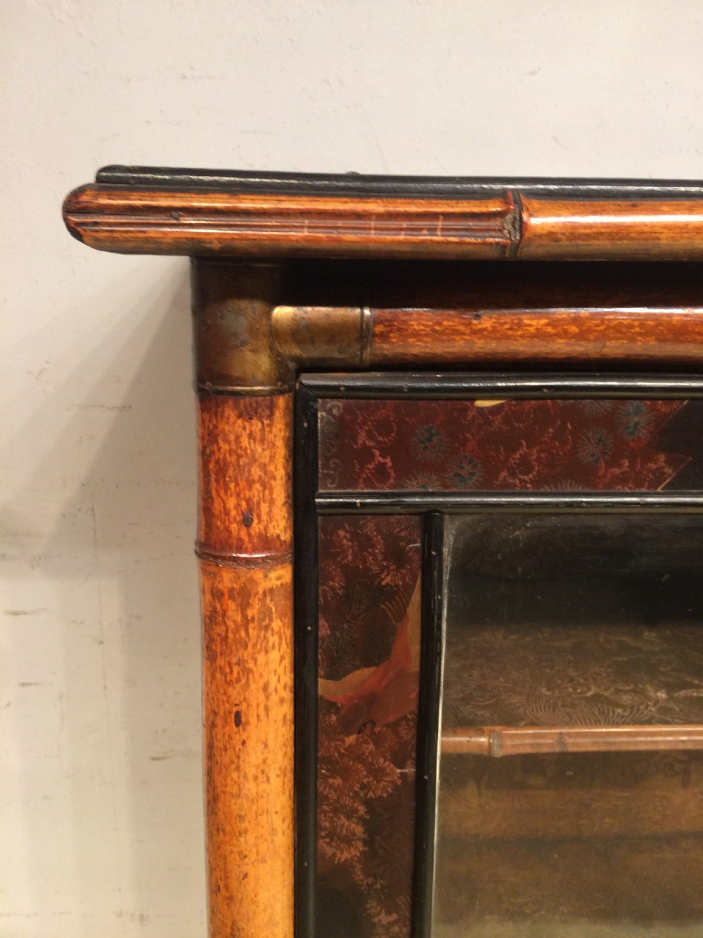 19th century French bamboo and lacquer cabinet. View II