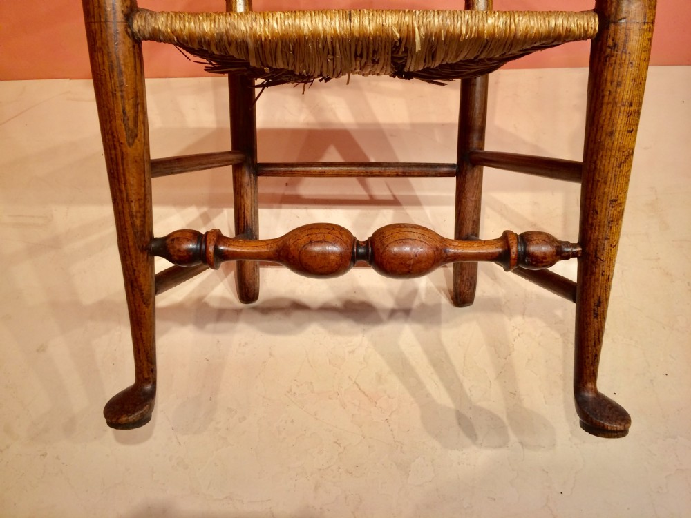 19th century ash and elm   rush seat country armchair. View III