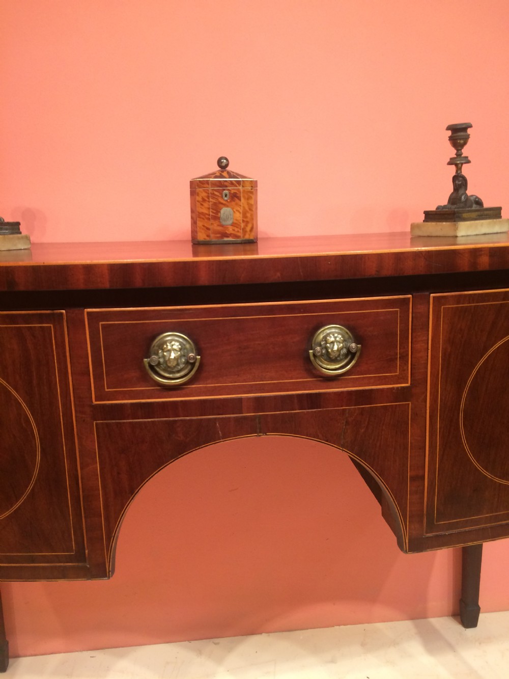Small Georgian mahogany bow fronted sideboard.  View III