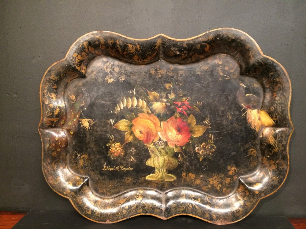 Victorian painted tin tray.
