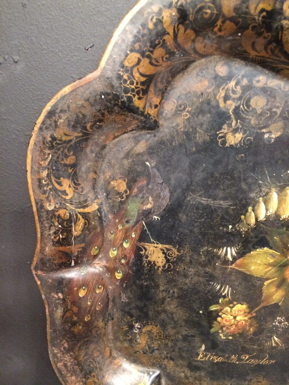 Victorian painted tin tray. View II
