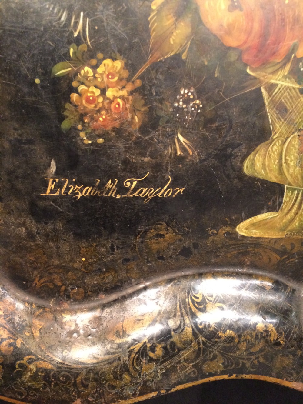 Victorian painted tin tray. View V