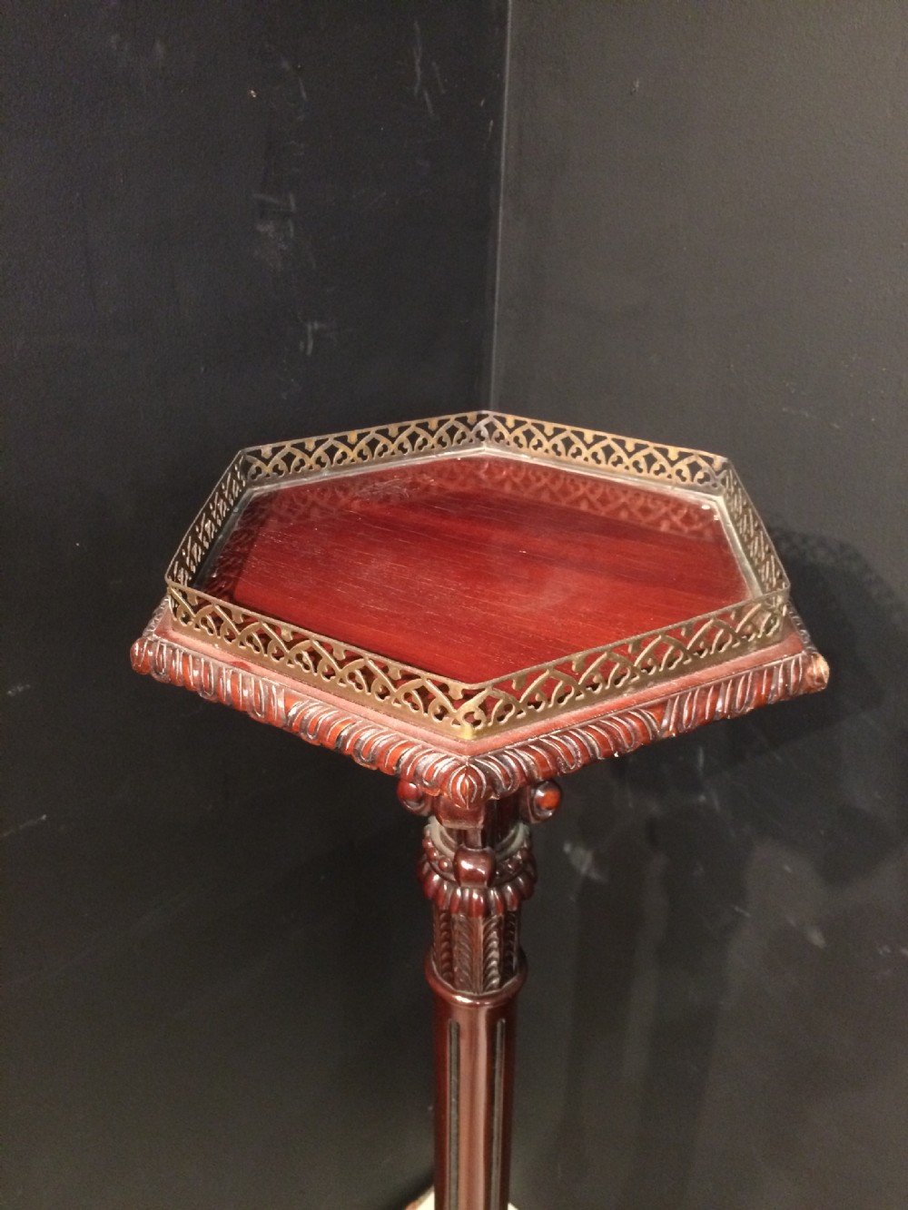 Chippendale style carved mahogany pedestal. View IV