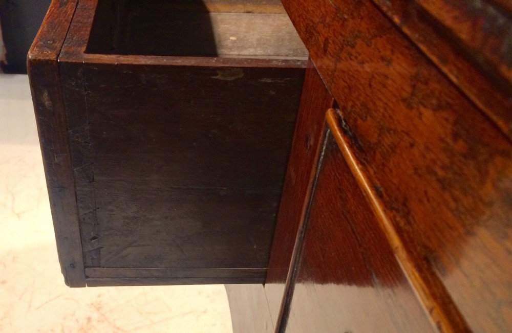 Antique Welsh cabriole leg oak dresser base. View IV